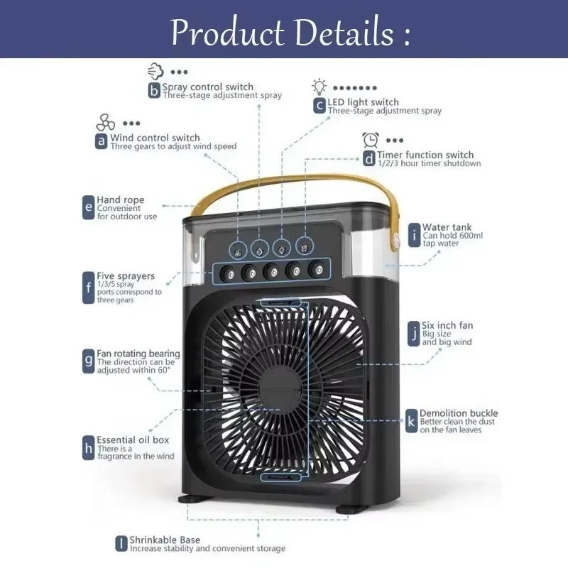 3 In 1 Portable Humidifier Air Conditioner Household Fan