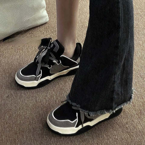 Scarpe da ginnastica vintage con plateau, scarpe sportive da donna casual