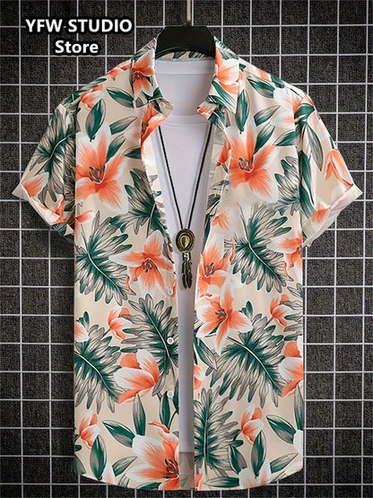 Camicia da spiaggia hawaiana estiva a maniche corte con stampa 3D alla moda