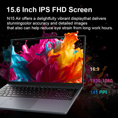 Ninkear N15 Air 15.6-Inch Laptop – Intel N95, 16GB RAM, 512GB SSD, Full HD IPS, Windows 11 Pro Computer