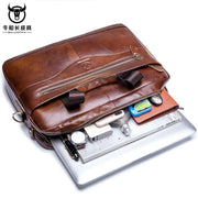 High Quality Business Bull-captain Cow Leather Briefcase Men Handbags