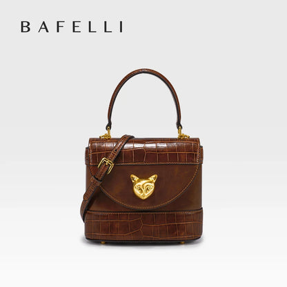 Bafelli Women's New Cross body Crocodile Grain Leather Handbag