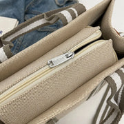 Linen Fabric Shoulder Handbags For Women Large Capacity