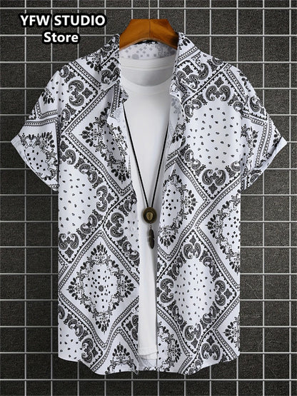 Camicia da spiaggia hawaiana estiva a maniche corte con stampa 3D alla moda