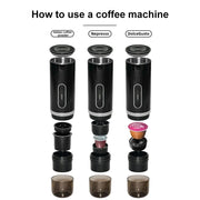 Portable Italian Espresso Machine 3-in-1 Capsule Powder Electric Outdoor