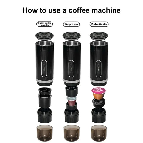 Portable Italian Espresso Machine 3-in-1 Capsule Powder Electric Outdoor