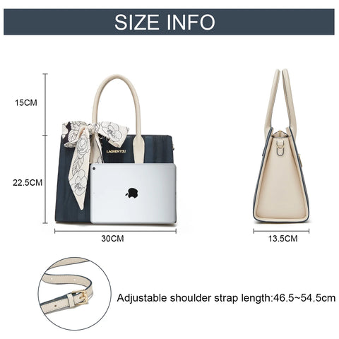 Foxer Women Large Capacity Scarves Commuter Split Leather Handbag