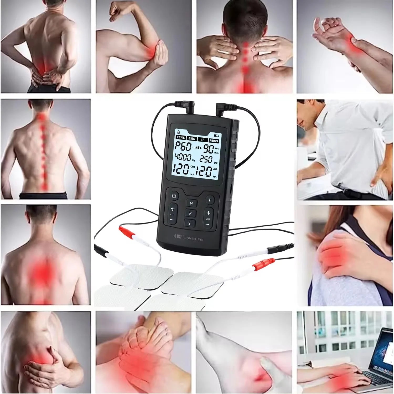 interferential muscle stimulator with adjustable intensity 120mA
