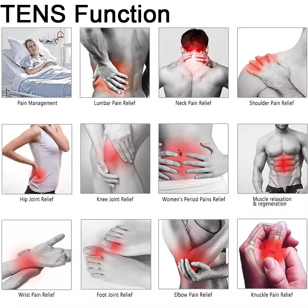 TENS EMS electrotherapy device for pain relief and muscle recovery
