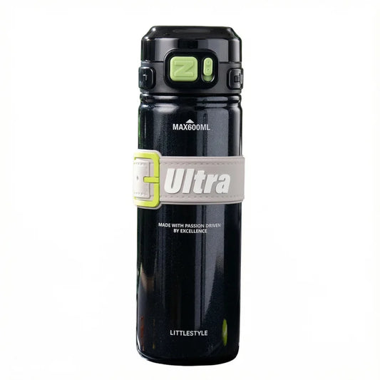 Portable one-hand open lid thermos bottle