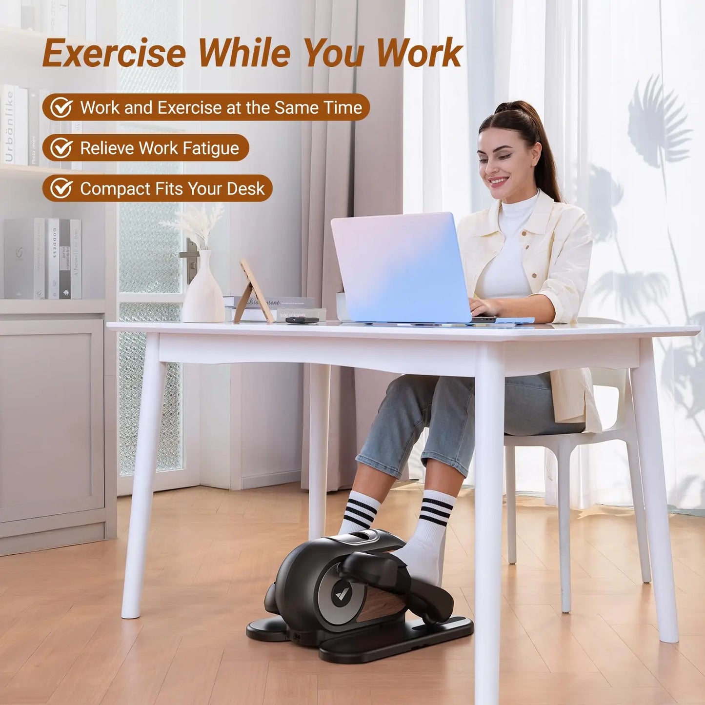 compact under desk bike elliptical for office fitness
