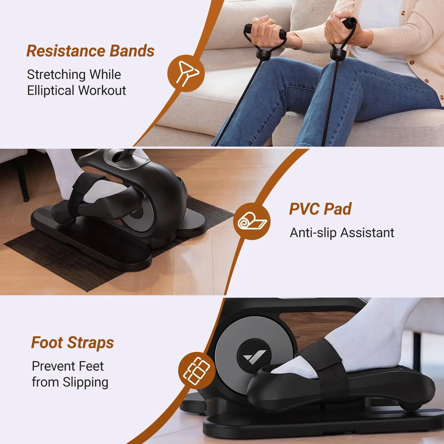 under desk elliptical leg exerciser quiet remote control