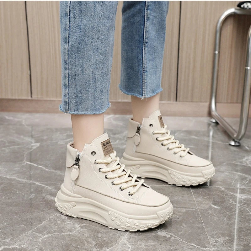 women high top platform sneakers height increasing casual shoes