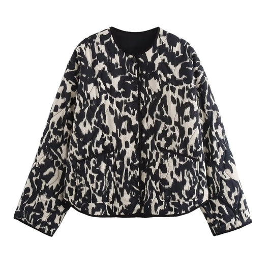 Women's Snake Skin Fashion Printed Button Long Sleeve Jacket