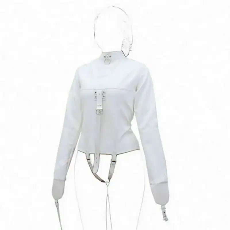 restraint costume women zipper faux leather jacket