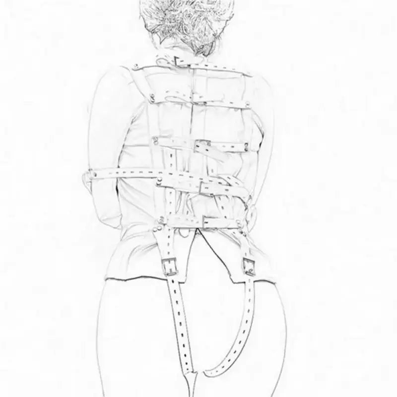 women themed costume jacket with belts and restraints