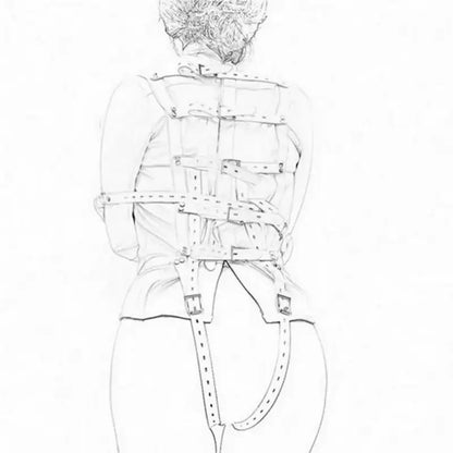 women themed costume jacket with belts and restraints