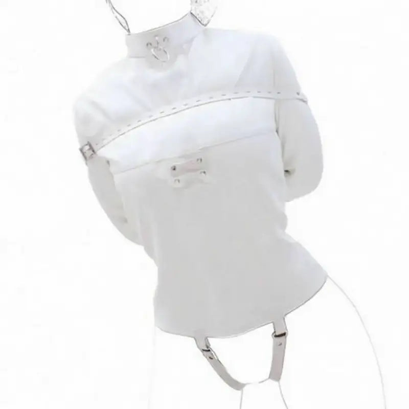 faux leather cosplay straight jacket outfit front view