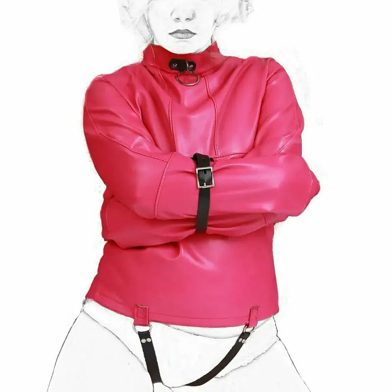 women faux leather straight jacket Halloween costume