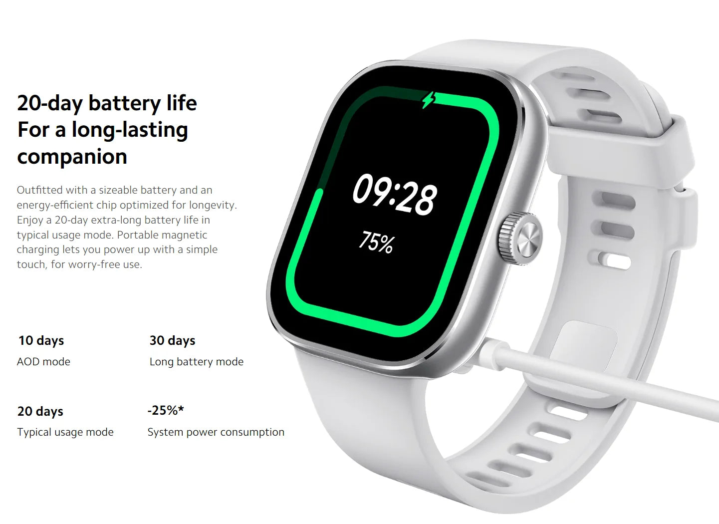 "Xiaomi Redmi smartwatch with long battery life and GNSS positioning"