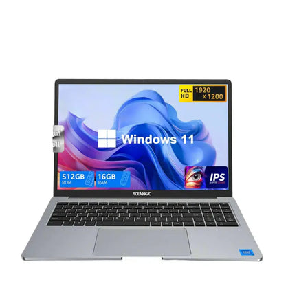 Acemagic Laptop with Windows 11 display/16GB RAM/and 512GB storage.