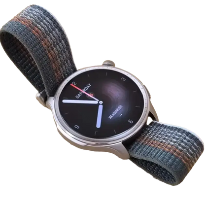 Amazfit Balance fitness watch displaying steps and calorie tracking metrics