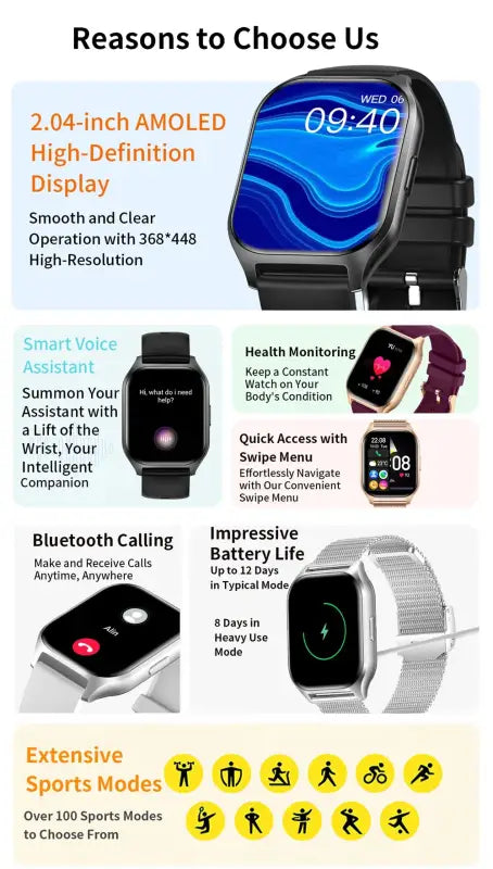 Amoled Smart Watch - black