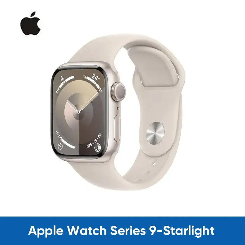 Apple Watch Series 9 White lifestyle photo showing fitness tracking and GPS