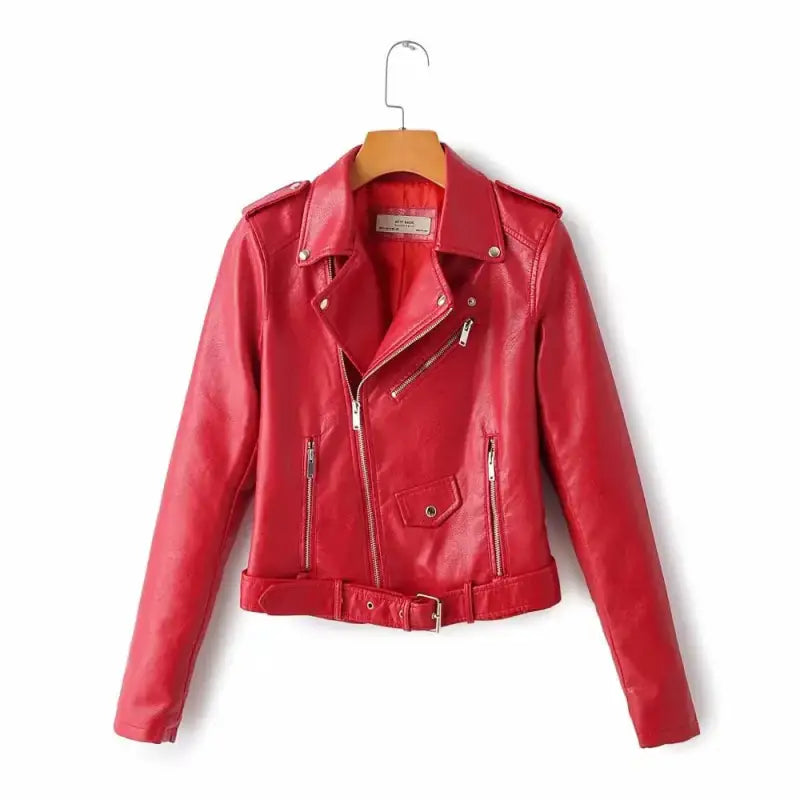 Autumn Motorcycle leather jackets - F607 Red / S