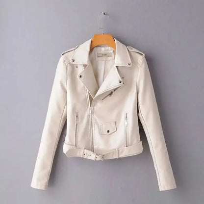 Autumn Motorcycle leather jackets - F607 Beige / S