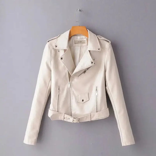 Autumn Motorcycle leather jackets - F607 Beige / S