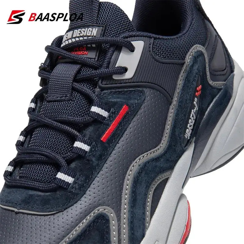 Baasploa Lightweight Running Shoes For Men 2023 Men’s Designer Leather Casual Sneakers Lace Up Male Outdoor Sports