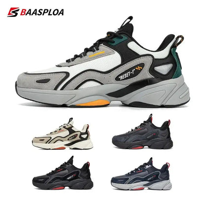 Baasploa Lightweight Running Shoes For Men 2023 Men’s Designer Leather Casual Sneakers Lace Up Male Outdoor Sports