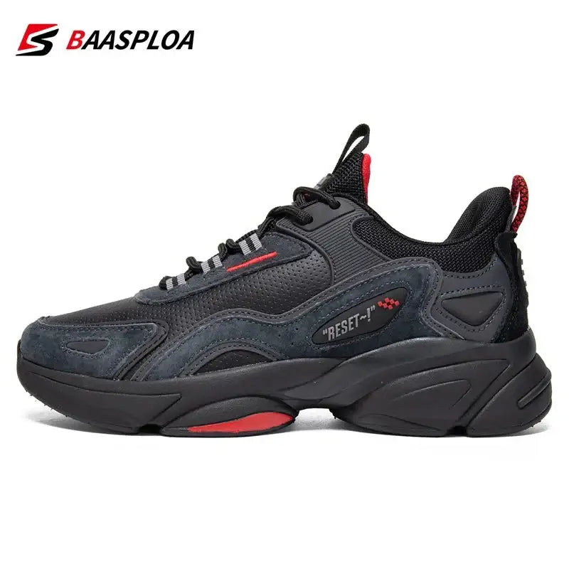 Baasploa Lightweight Running Shoes For Men 2023 Men’s Designer Leather Casual Sneakers Lace Up Male Outdoor Sports