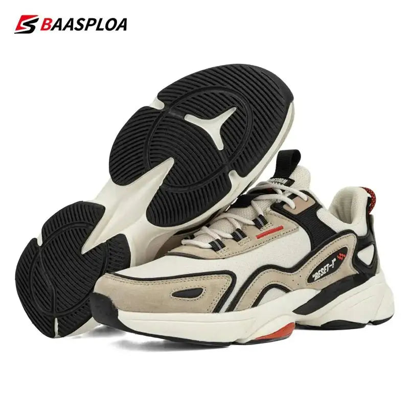 Baasploa Lightweight Running Shoes For Men 2023 Men’s Designer Leather Casual Sneakers Lace Up Male Outdoor Sports