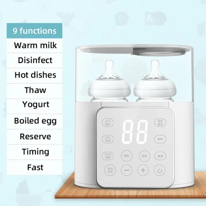 White multi-functional baby bottle food heater with digital display