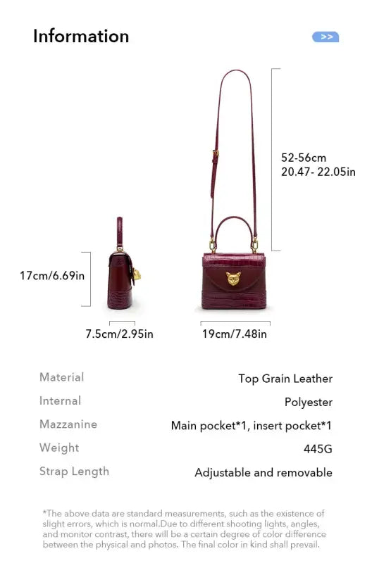 Bafelli Women's New Cross body Crocodile Grain Leather Handbag laurichshop