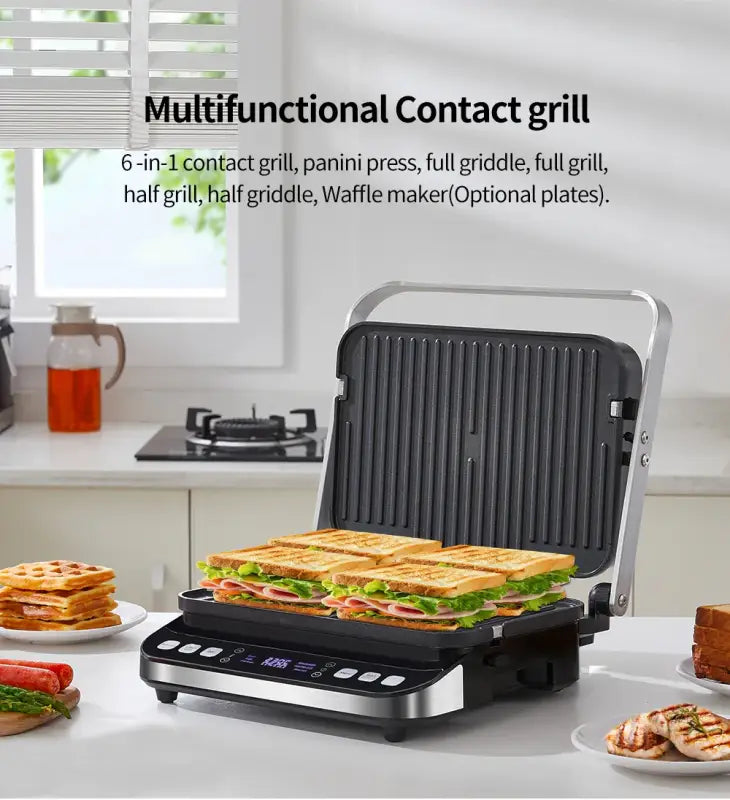 BioloMix 2000W Electric Contact Grill Digital Griddle and Panini Press - Toaster Machine