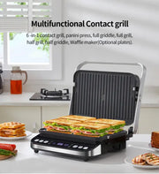 BioloMix 2000W Electric Contact Grill Digital Griddle and Panini Press