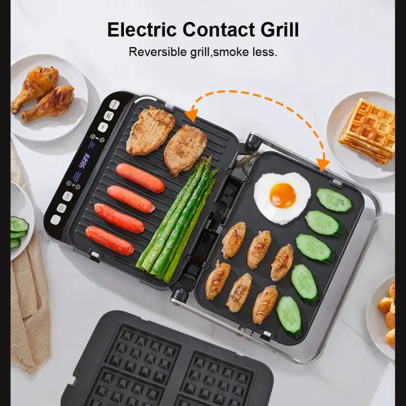 BioloMix 2000W Electric Contact Grill Digital Griddle and Panini Press - Toaster Machine