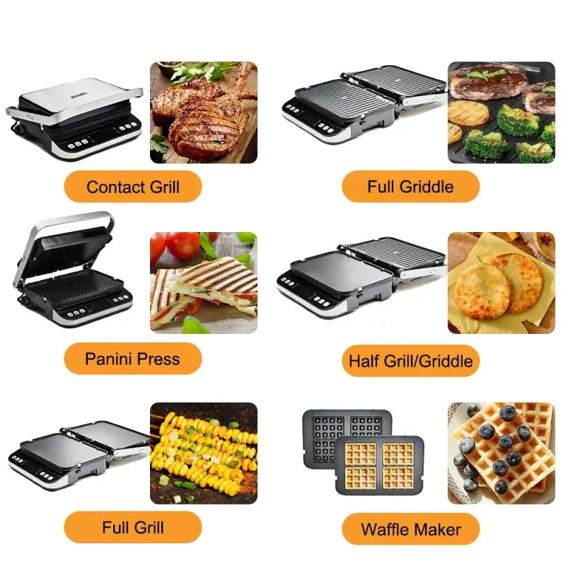 BioloMix 2000W Electric Contact Grill Digital Griddle and Panini Press - Toaster Machine