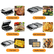 BioloMix 2000W Electric Contact Grill Digital Griddle and Panini Press