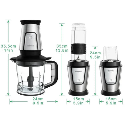 BioloMix 3-in-1 Multifunctional Food Processor 700W Portable Juicer Blender