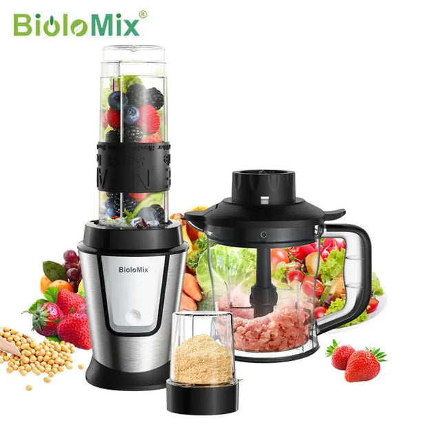 BioloMix 3-in-1 Multifunctional Food Processor 700W Portable Juicer Blender