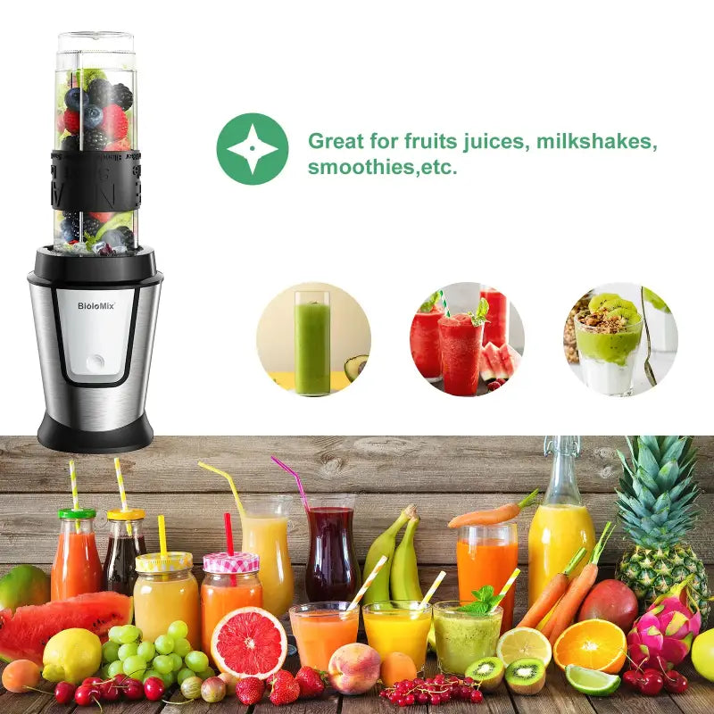 BioloMix 3-in-1 Multifunctional Food Processor 700W Portable Juicer Blender