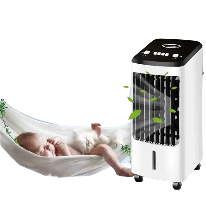 Portable Black Hyundai evaporative cooler for cooling heating with wheels