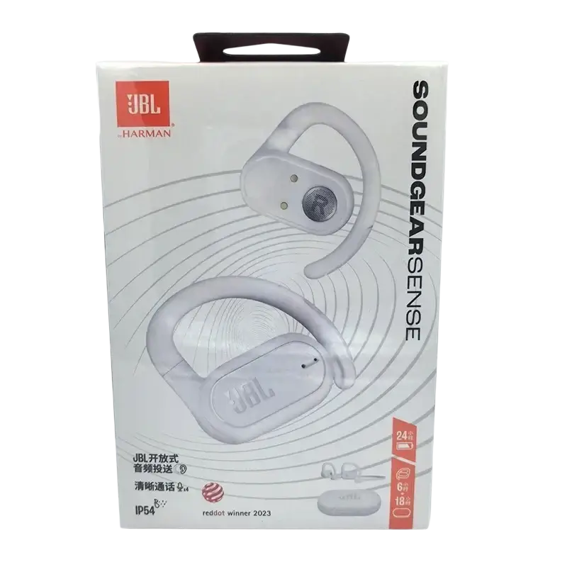 Black JBL Soundgear Sense Wireless Earbuds in Protective Case