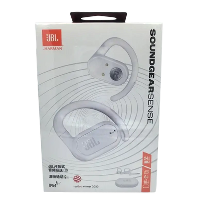 Black JBL Soundgear Sense Wireless Earbuds in Protective Case
