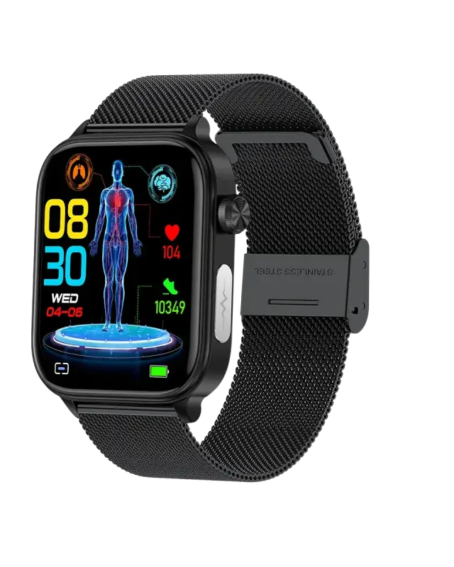 ECG smartwatch with 1.39-inch HD display and steel band