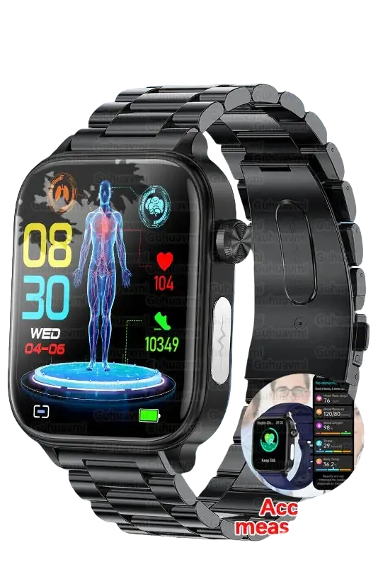Health smartwatch with uric acid and blood pressure tracking
